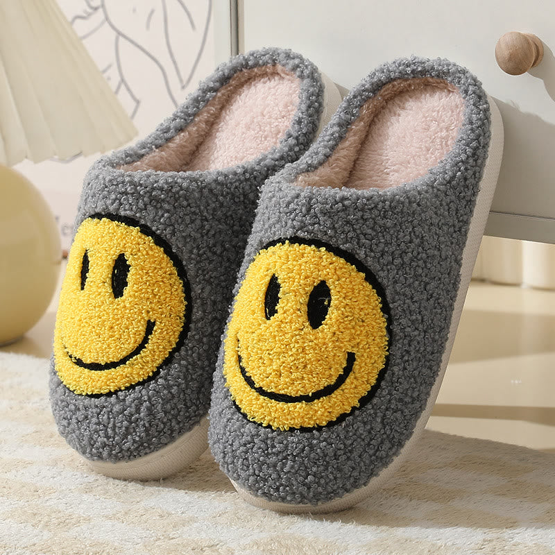 Plus Size Cartoon Smiley Face Slippers - Grey - US 11-12 - image 7