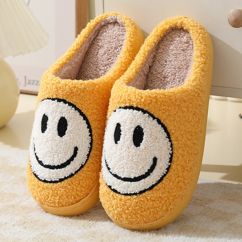 Plus Size Cartoon Smiley Face Slippers - Yellow - US 11-12 - image 8