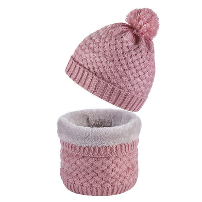 Winter Fleece Knitwear Beanie Scarf 2 In 1 Set - Pink - One Size - image 7
