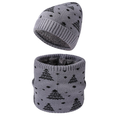 Winter Christmas Tree Beanie Scarf 2 In 1 Set - Grey - One Size - image 4