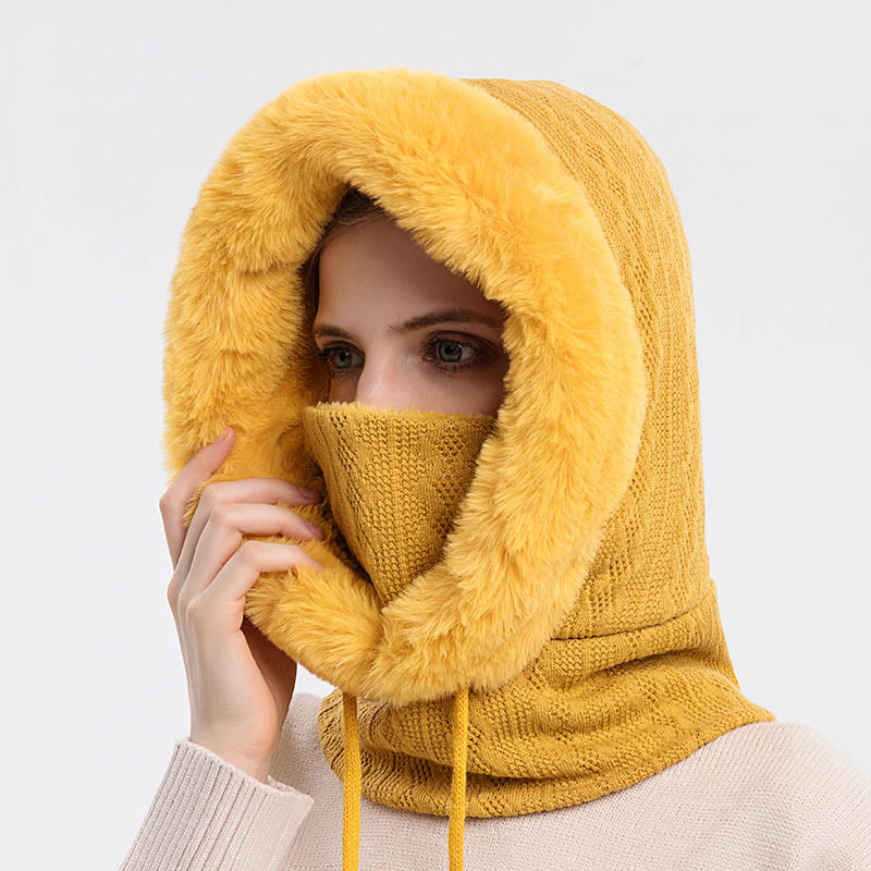 Solid Color Cold Protection Hooded Scarf - image 5