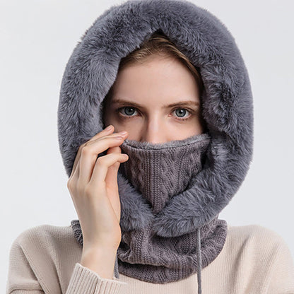 Solid Color Cold Protection Hooded Scarf - image 4