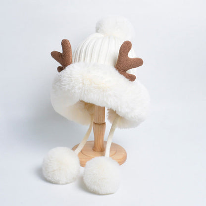 Antlers Pompom Beanie Hats - White - One Size - image 11