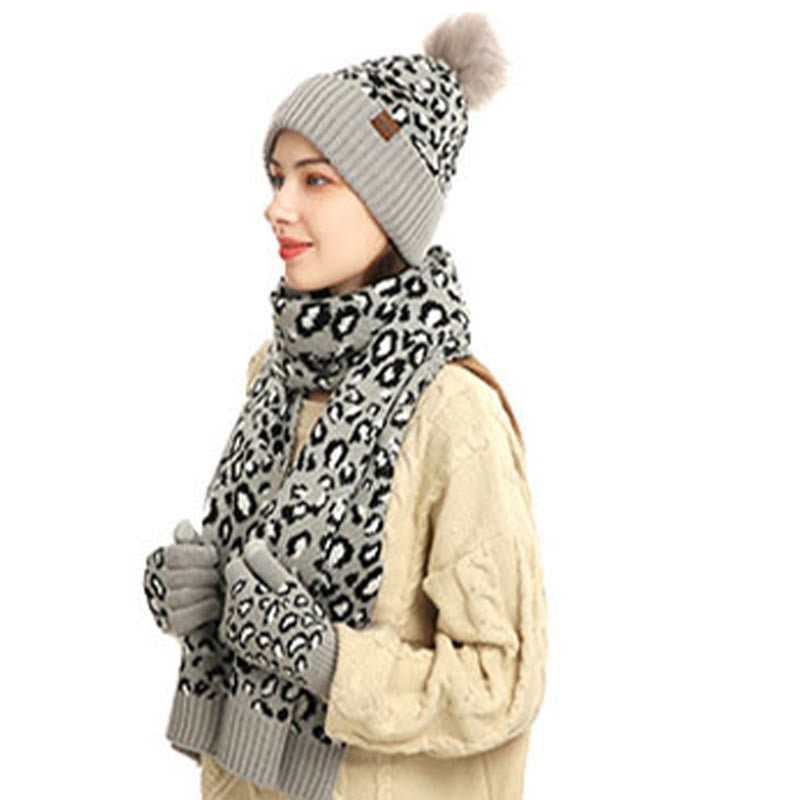 Leopard Gloves Beanie Scarf 3 In 1 Set - image 3