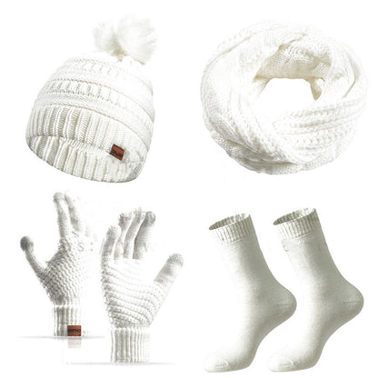 Winter Classic Gloves Beanie Scarf Socks 4 In 1 Set - White - One Size - image 11