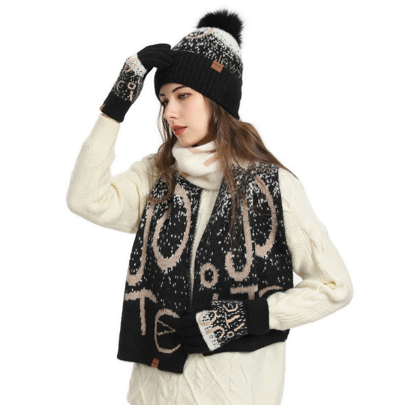 Alphabet Gloves Beanie Scarf 3 In 1 Set