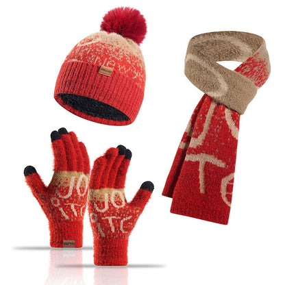 Alphabet Gloves Beanie Scarf 3 In 1 Set - Wine - One Size - image 8