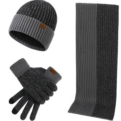 Color Matching Gloves Beanie Scarf 3 In 1 Set - Dark Grey - One Size - image 11