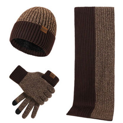 Color Matching Gloves Beanie Scarf 3 In 1 Set - Coffee - One Size - image 10