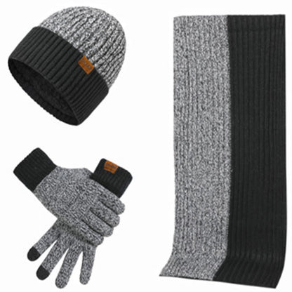 Color Matching Gloves Beanie Scarf 3 In 1 Set - Navy Blue - One Size - image 12