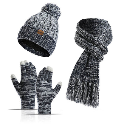 Classic Matching Gloves Beanie Scarf 3 In 1 Set - Navy Blue - One Size - image 14