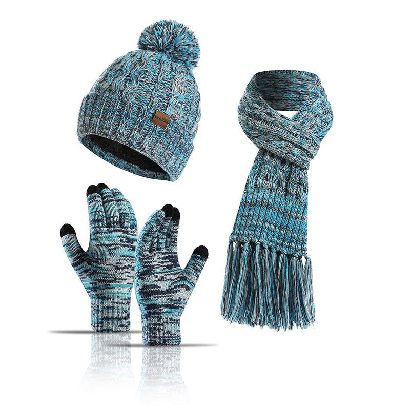 Classic Matching Gloves Beanie Scarf 3 In 1 Set - Lake Blue - One Size - image 15