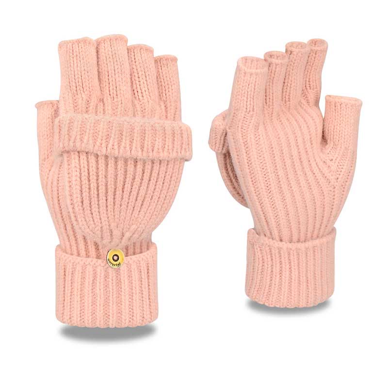 Winter Warm Knitted Fingerless Gloves - Pink - One Size - image 9