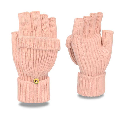 Winter Warm Knitted Fingerless Gloves - Pink - One Size - image 9