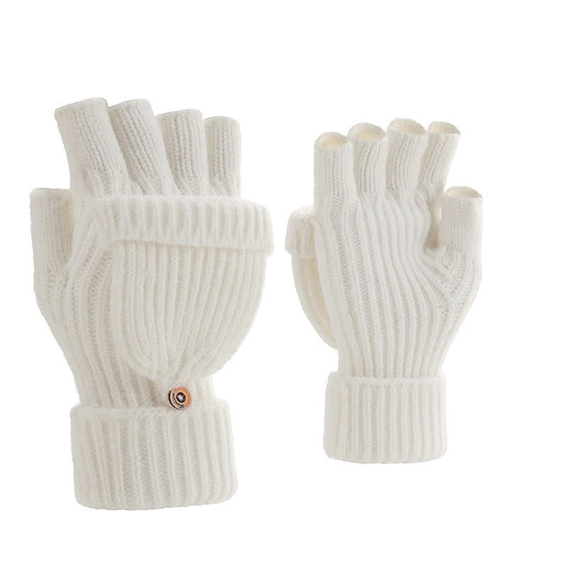 Winter Warm Knitted Fingerless Gloves - White - One Size - image 10