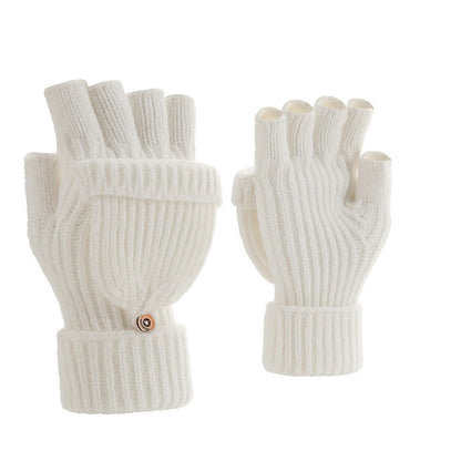 Winter Warm Knitted Fingerless Gloves - White - One Size - image 10