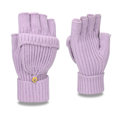 Winter Warm Knitted Fingerless Gloves - Light Purple - One Size - image 12