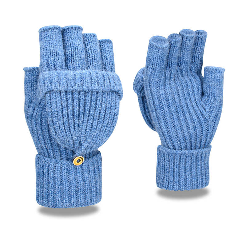 Winter Warm Knitted Fingerless Gloves - Blue - One Size - image 13