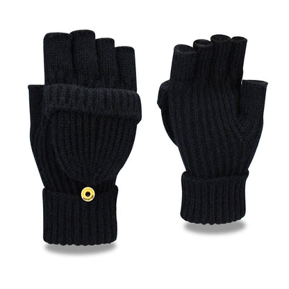 Winter Warm Knitted Fingerless Gloves - Black - One Size - image 15