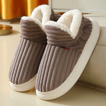 Plus Size Fur Lined House Slippers - Coffee - US 10-11 - image 9
