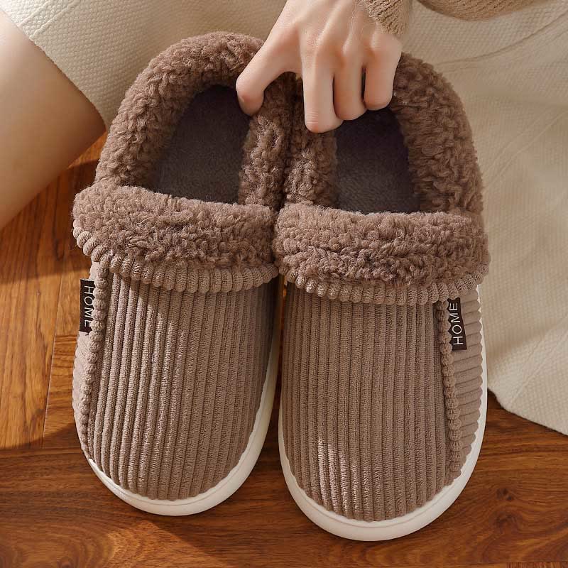 Plus Size Winter Warm Fluffy Slippers - Coffee - US 12.5-13 - image 2
