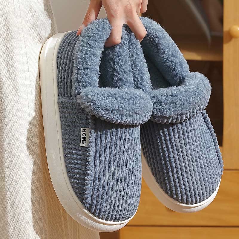 Plus Size Winter Warm Fluffy Slippers - Blue - US 12.5-13 - image 4