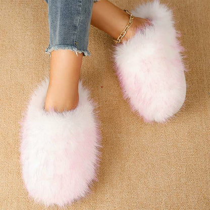 Plus Size Long Fur Plush Slippers - image 1