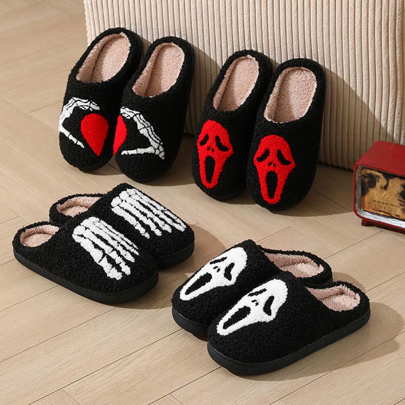 Plus Size Ghost Face Hand Heart Slippers - image 9