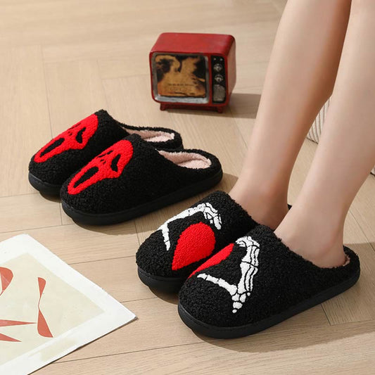 Plus Size Ghost Face Hand Heart Slippers - image 0