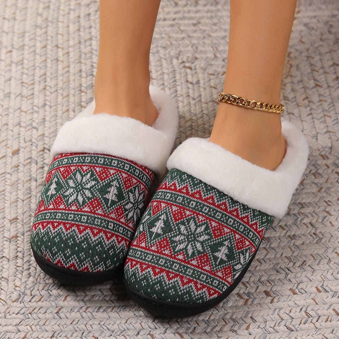 Plus Size Green Snowflake Slippers - Green - EU42-43(US8.5-9) - image 2
