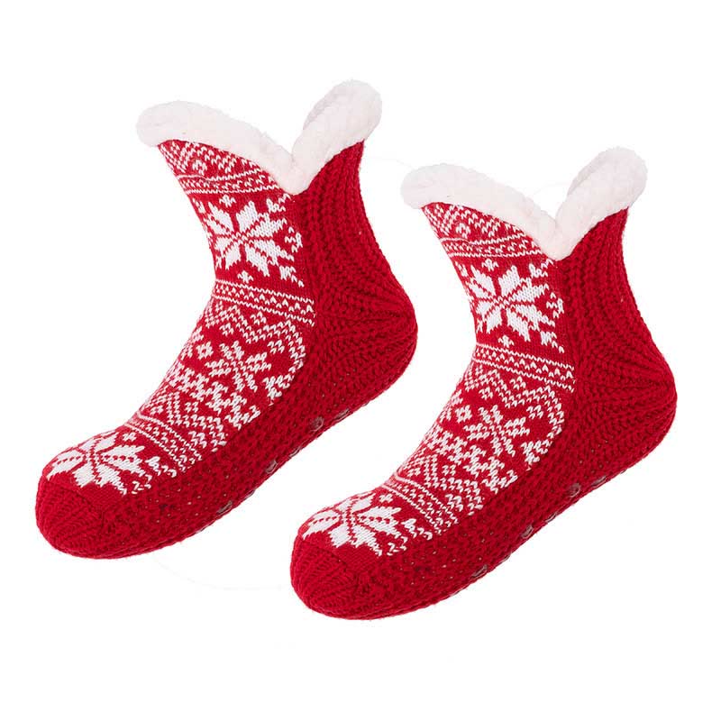 Plus Size V Snowflake Shaped Slipper Socks - Red - EU36-42(US3-8.5) - image 9