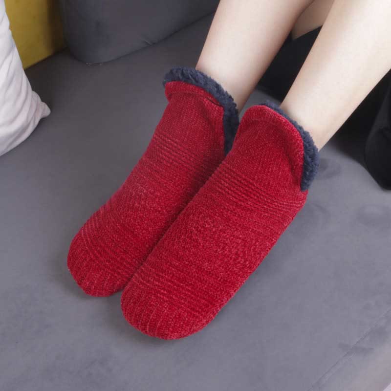Plus Size Home Sleep Slipper Socks - Wine - EU43-45(US9-11) - image 4