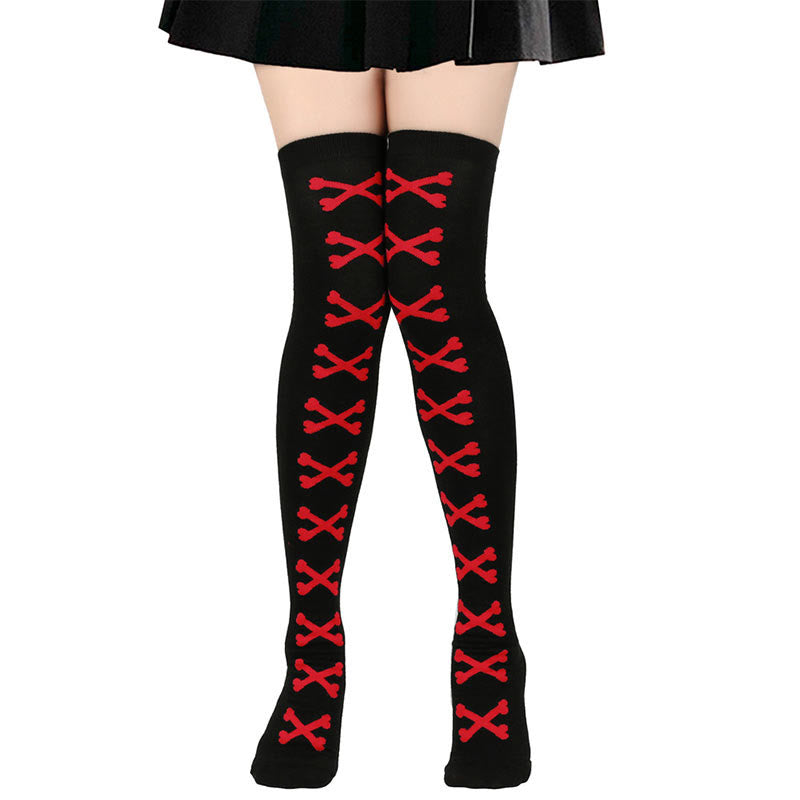 Halloween Bone Thigh High Knee Socks(7 Pairs) - image 1