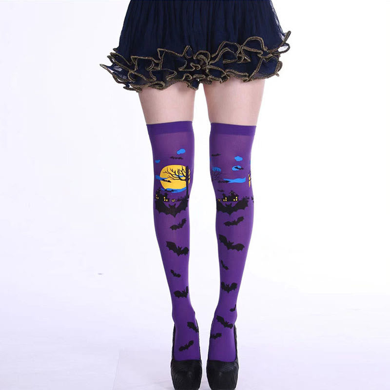 Halloween Haunted Bats Thigh High Knee Socks(5 Pairs) - image 4