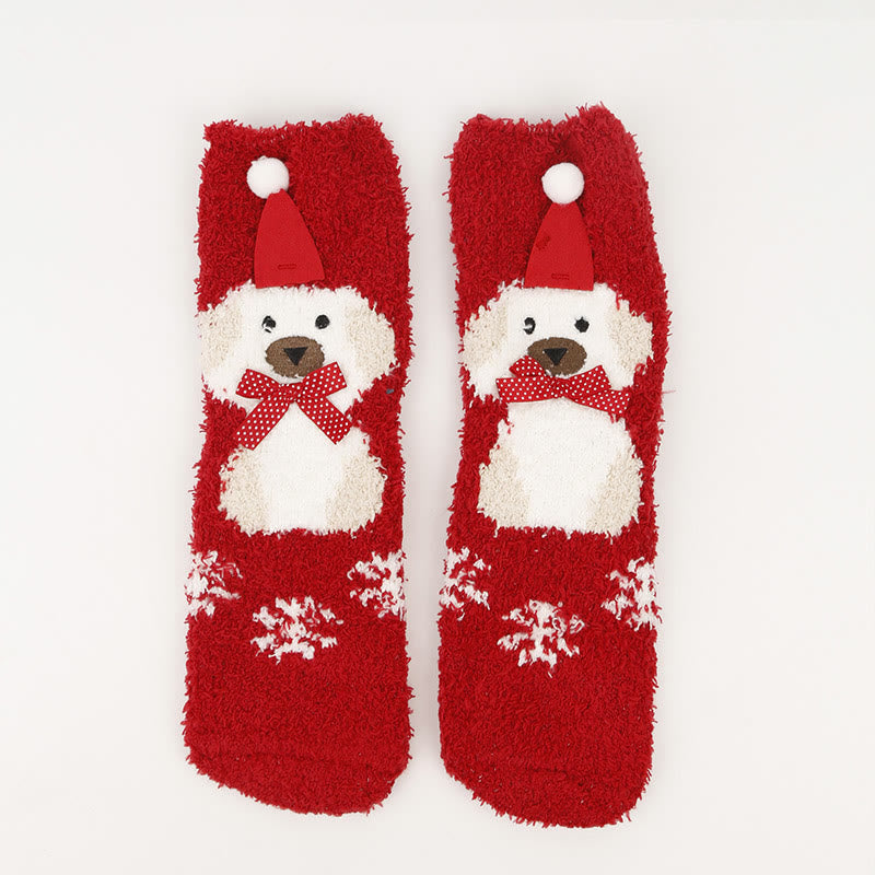 Christmas Warm Coral Fleece Quarter Socks(3 Pairs) - image 11