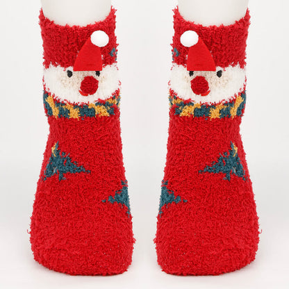 Christmas Warm Coral Fleece Quarter Socks(3 Pairs) - image 1