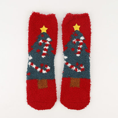 Christmas Warm Coral Fleece Quarter Socks(3 Pairs) - image 17
