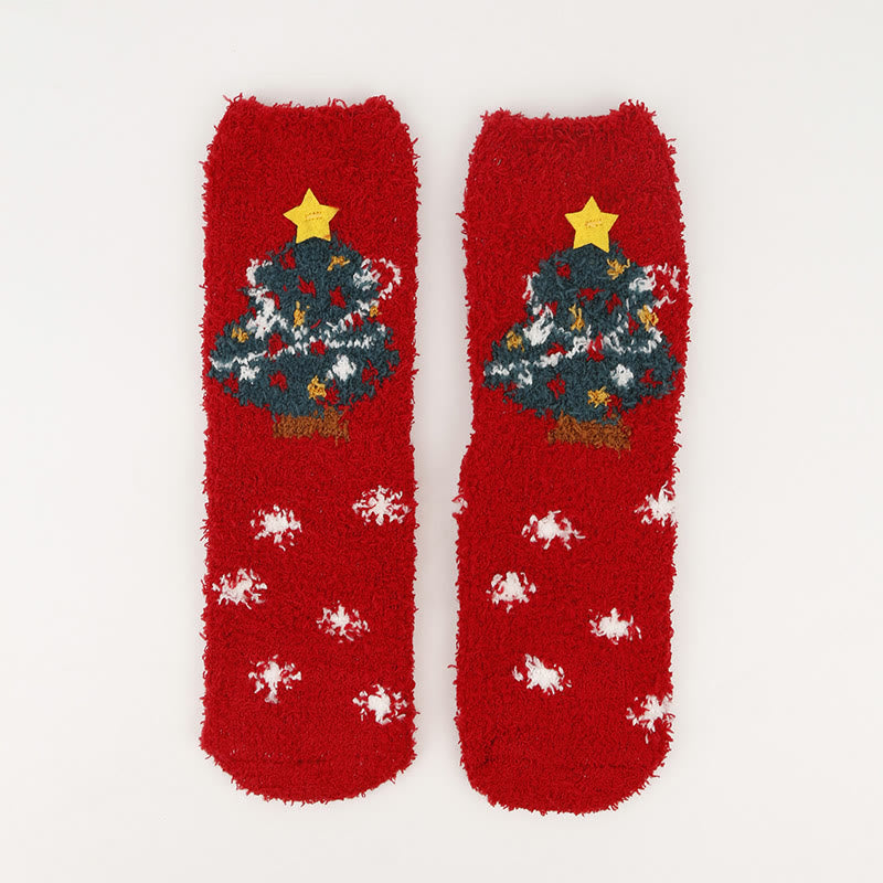 Christmas Warm Coral Fleece Quarter Socks(3 Pairs) - image 16