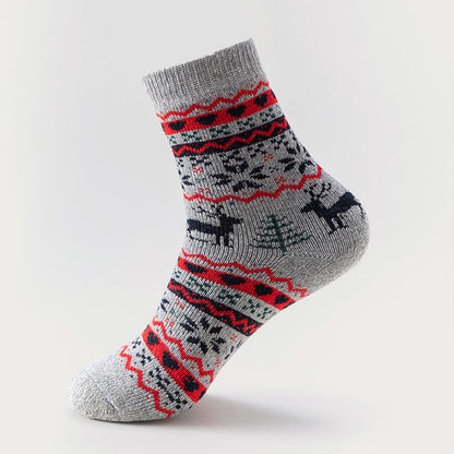 Christmas Elk Snowflake Quarter Socks(6 Pairs) - image 1