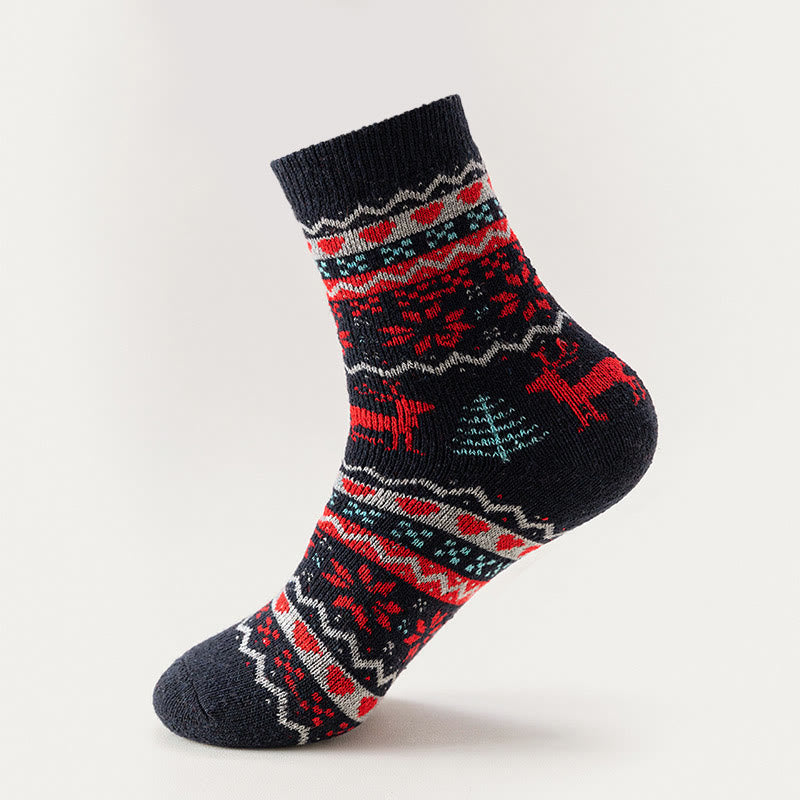 Christmas Elk Snowflake Quarter Socks(6 Pairs) - image 3