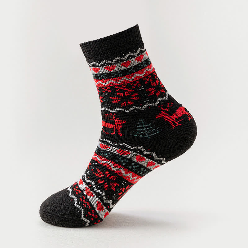 Christmas Elk Snowflake Quarter Socks(6 Pairs) - image 5