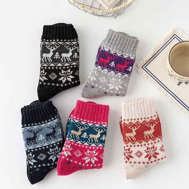 Christmas Elk Series Quarter Socks(5 Pairs) - image 2