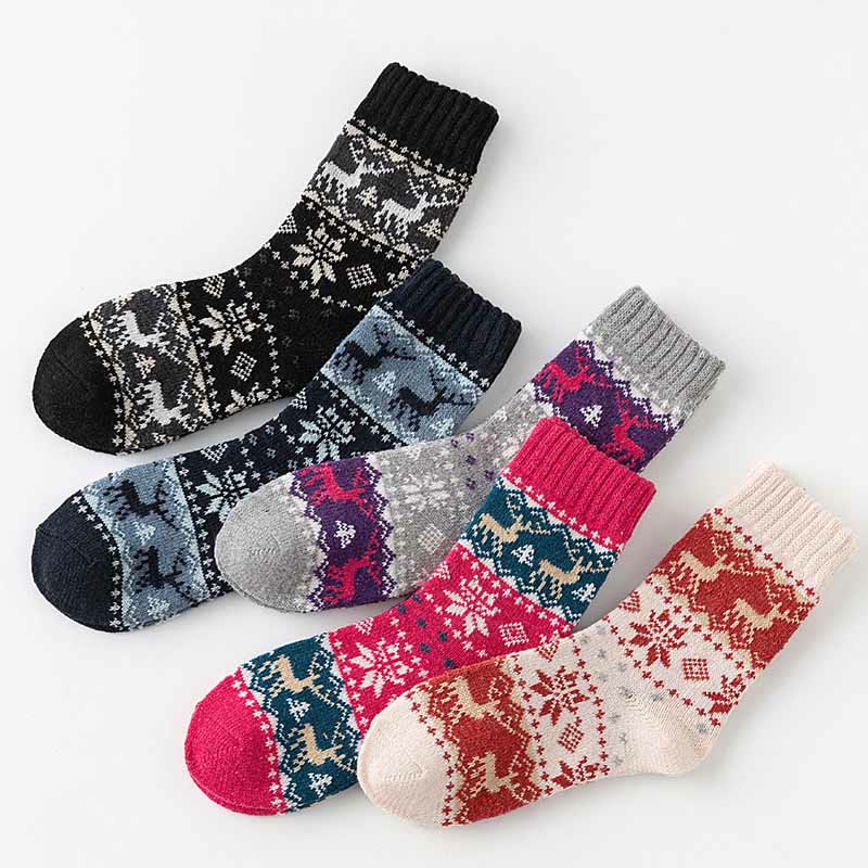Christmas Elk Series Quarter Socks(5 Pairs) - image 1