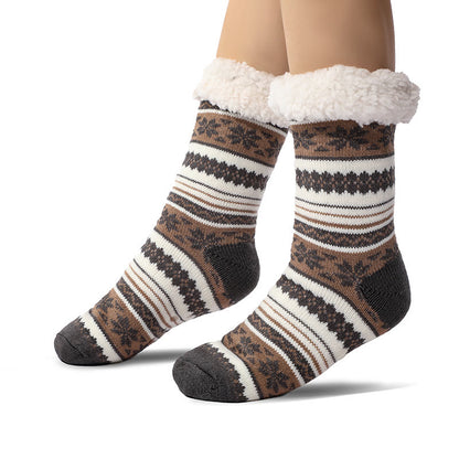 Plus Size Snowflake Color Matching Slipper Socks(2 Pairs) - image 1