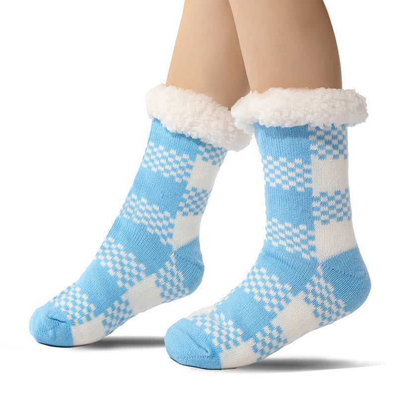 Plus Size Grid Slipper Socks(2 Pairs) - Lake Blue - EU37-42(US4-8.5) - image 3