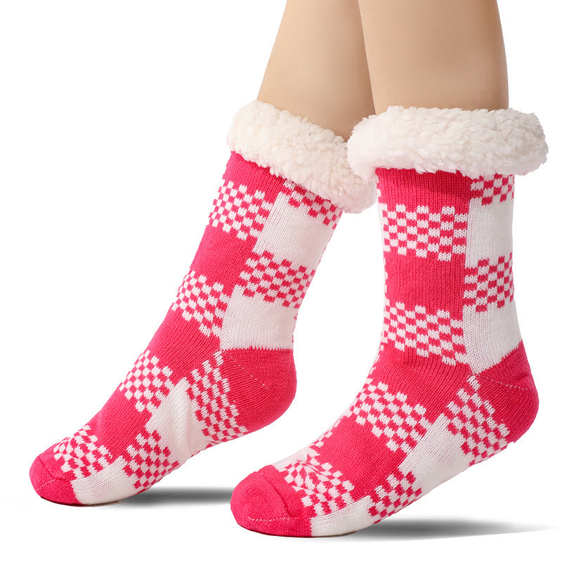 Plus Size Grid Slipper Socks(2 Pairs) - Rose - EU37-42(US4-8.5) - image 6