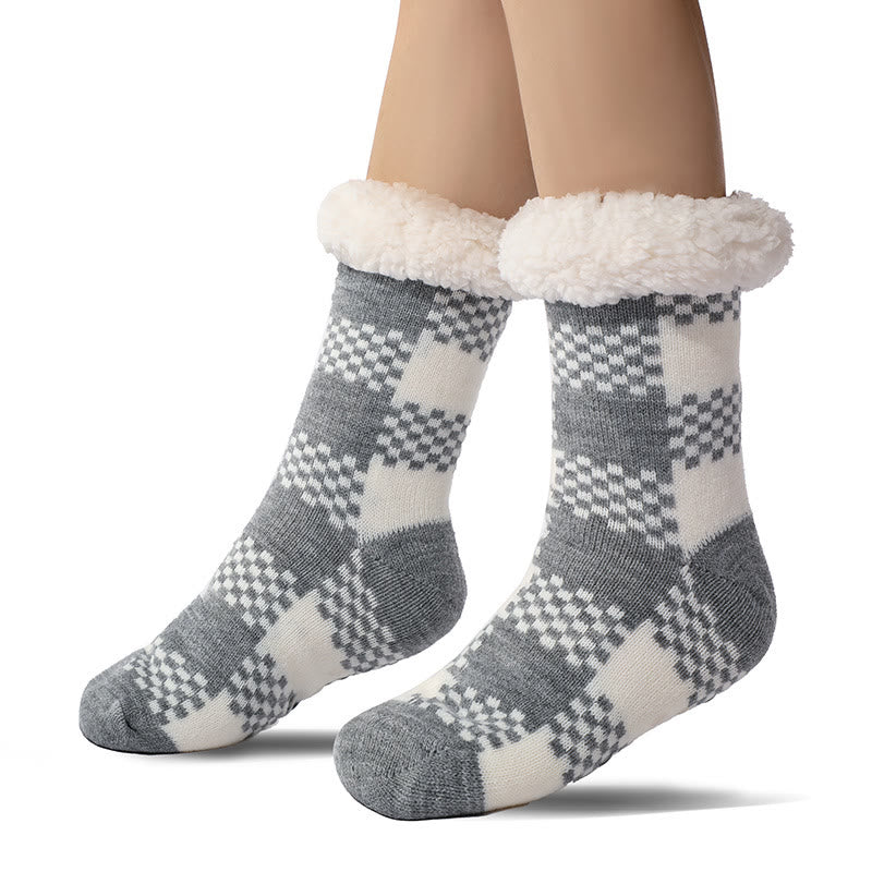 Plus Size Grid Slipper Socks(2 Pairs) - Grey - EU37-42(US4-8.5) - image 4