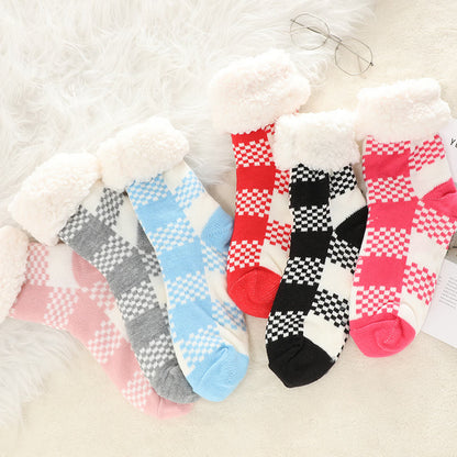 Plus Size Grid Slipper Socks(2 Pairs) - image 0
