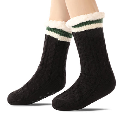 Pure Color Lambskin Slipper Socks - Black - EU37-40(US4-7) - image 1