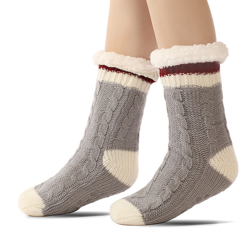 Pure Color Lambskin Slipper Socks - Light Gray - EU37-40(US4-7) - image 4